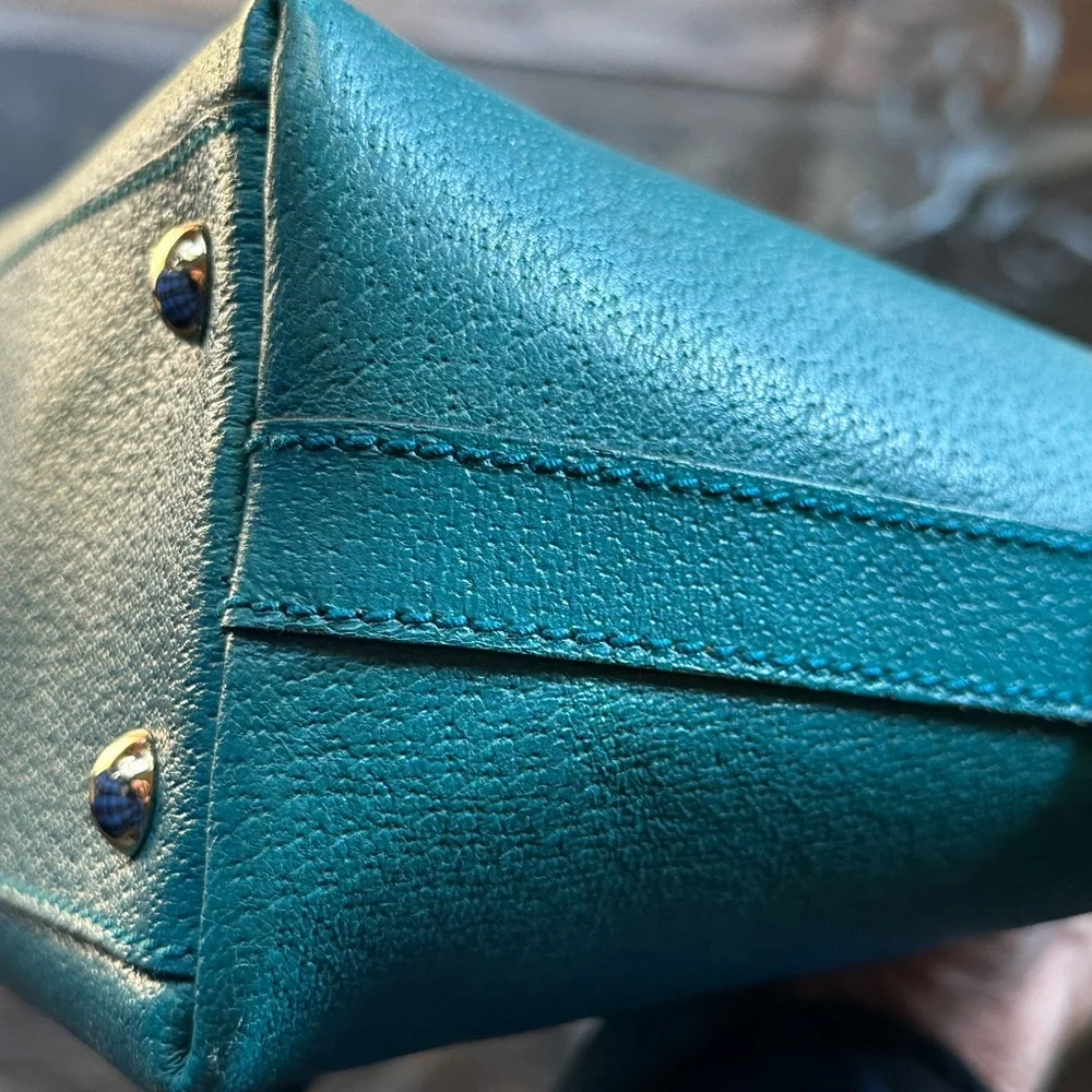 Gucci Teal Calf Leather Boston Bag Made in Italy. Comes with COA